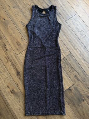 Windsor Shimmer Midi Dress - Black with Silver Sparkles